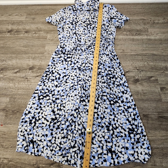 Talbots Dress Womens Size 6P Textured Dot Tie Waist Midi Short Sleeve Shirtdress - Picture 11 of 14